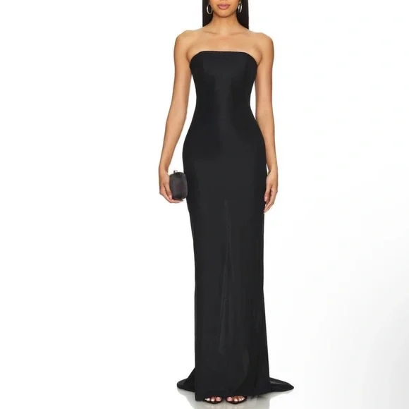 NWT Mother of All Amaya Elegant Black Strapless Maxi Evening Gown Size S - Picture 2 of 7